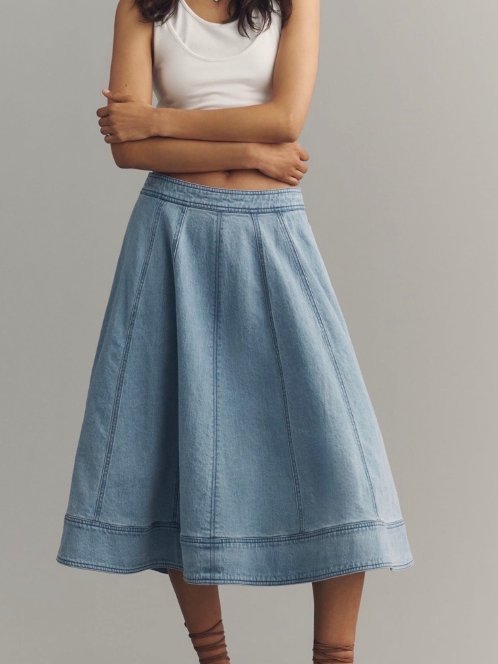 Pilcro a line denim midi skirt s xs nwt